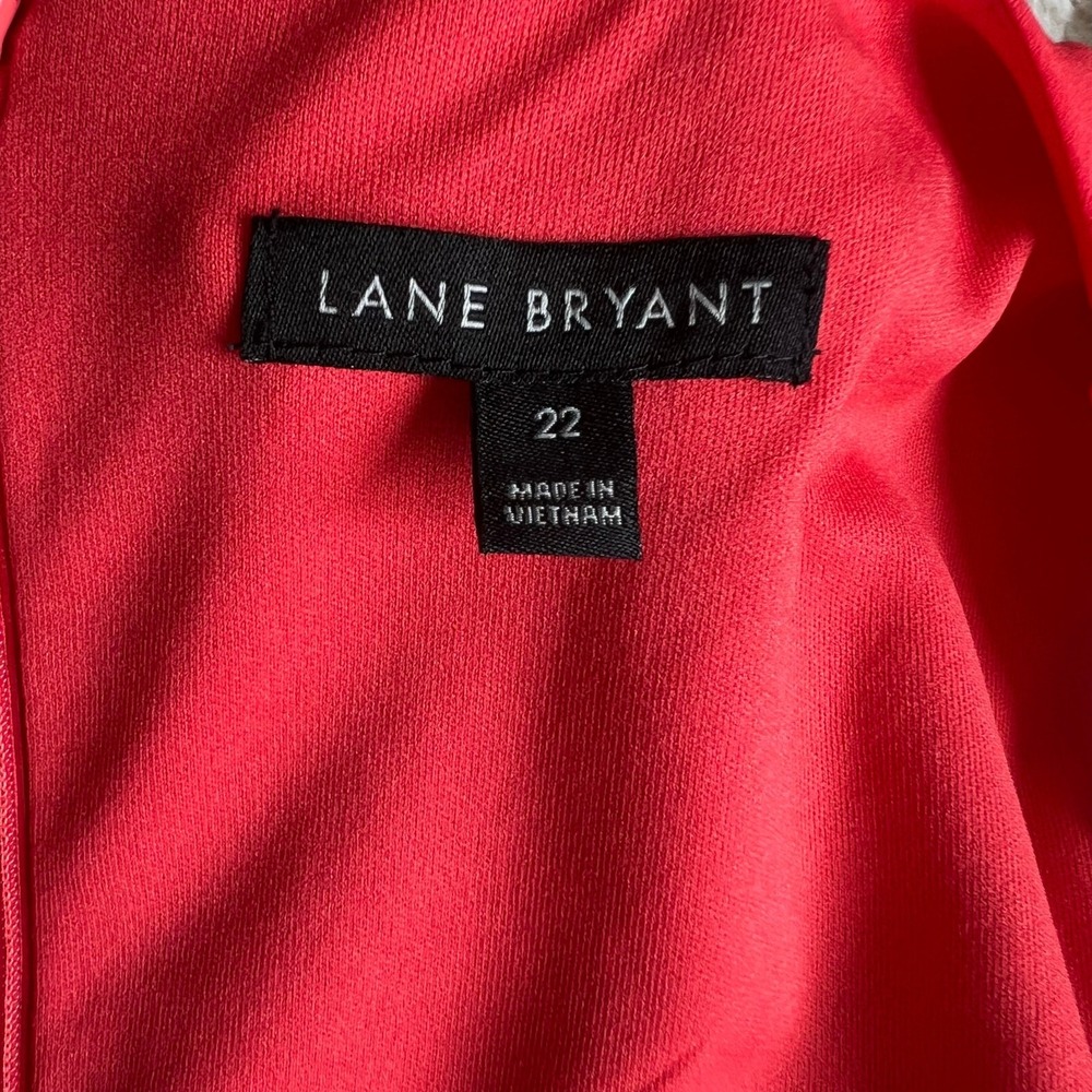 Lane Bryant Red Floral V-Neck Tie Front Midi Dress Plus Size 22 Spring Summer - Picture 7 of 10